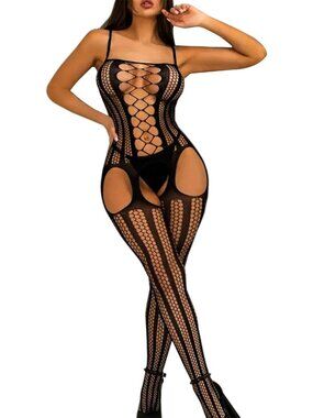 Women Black Nnst Exotic Tights Soft Nightwear Lingerie Fishnet Body Stocking Sui